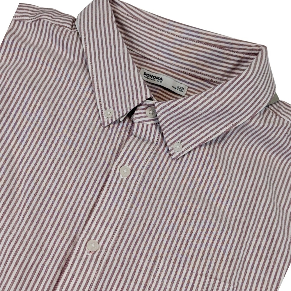 Sonoma Mens 3XB Preppy Old School Office Striped Perfect Length Shirt NWT